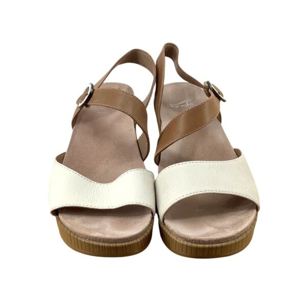 Dansko Womens Two-Tone Leather Sandals Adjustable Strap & Wooden-Look Sole Sz 39 - Picture 8 of 9